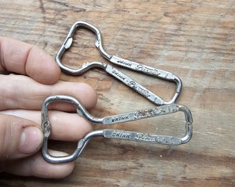 SET of 2! Drink PEPSI COLA metal bottle openers- 1950-60s- approx.  3.5 inches long