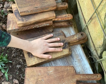 Small, primitive/rustic hand-made cutting boards /charcuterie boards- hard wood or pine with a antique/vintage style/look- country kitchen