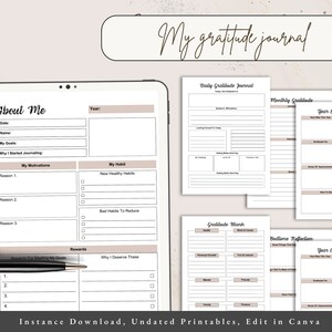 Gratitude Planner for Daily Reflection, Mindfulness Journal, Thankful Notebook, Self-Care Gift, Inspirational Planner