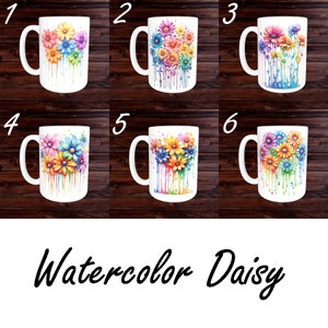 Watercolor Daisy Flower Coffee Mugs - Coffee Mug Gift - Coffee Cup - Birthday Gift - Office Gift - Mothers Day Gift For Her