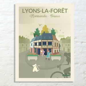 Lyons la Forêt Poster - 40x30 cm - Vintage illustration by Studio Creavisa