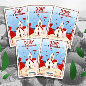 Set mit 5 D-Day-Postkarten – Sainte-Mère-Eglise – Neue Ausgabe 2025!