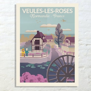 Póster Veules les Roses - 40x30 cm - Ilustración vintage de Studio Creavisa