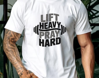 Maglietta Lift Heavy Pray Hard: Motivazione in palestra, fitness, sollevamento pesi