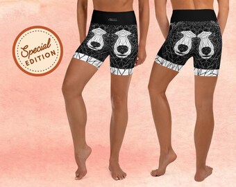 Yoga-Shorts mit geometrischer Bärenoptik — Hohe Taille, Stretch, weiches Oberteil für Damen – Fitnessstudio, Workout, Laufen, Lounge – Trendiger Animal-Print mit UPF 50+