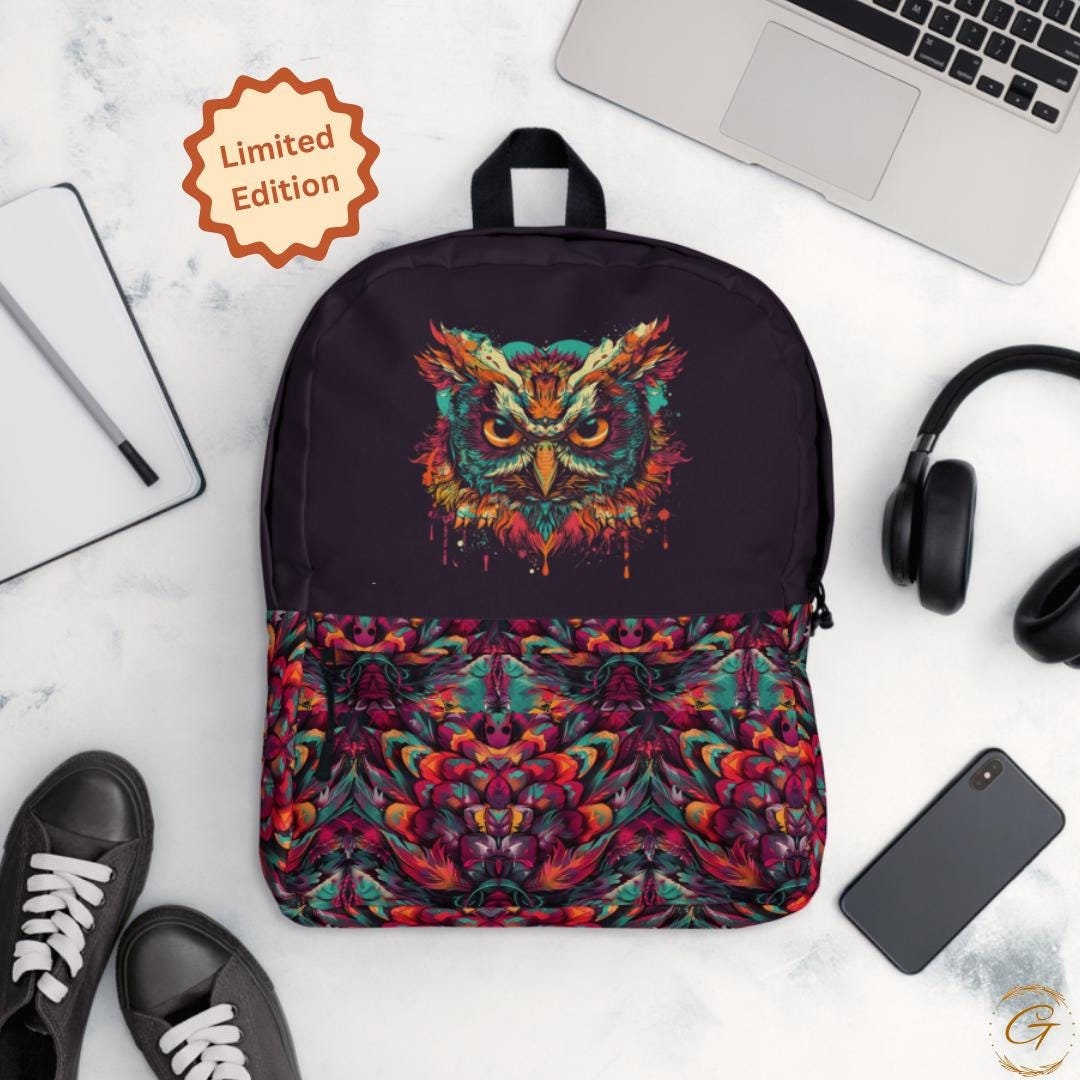 Black Owl Backpack Cute Mini Aesthetic Bag PU Mini Owl Animal Backpack with Zipper Closure for Outdoor  main image 4