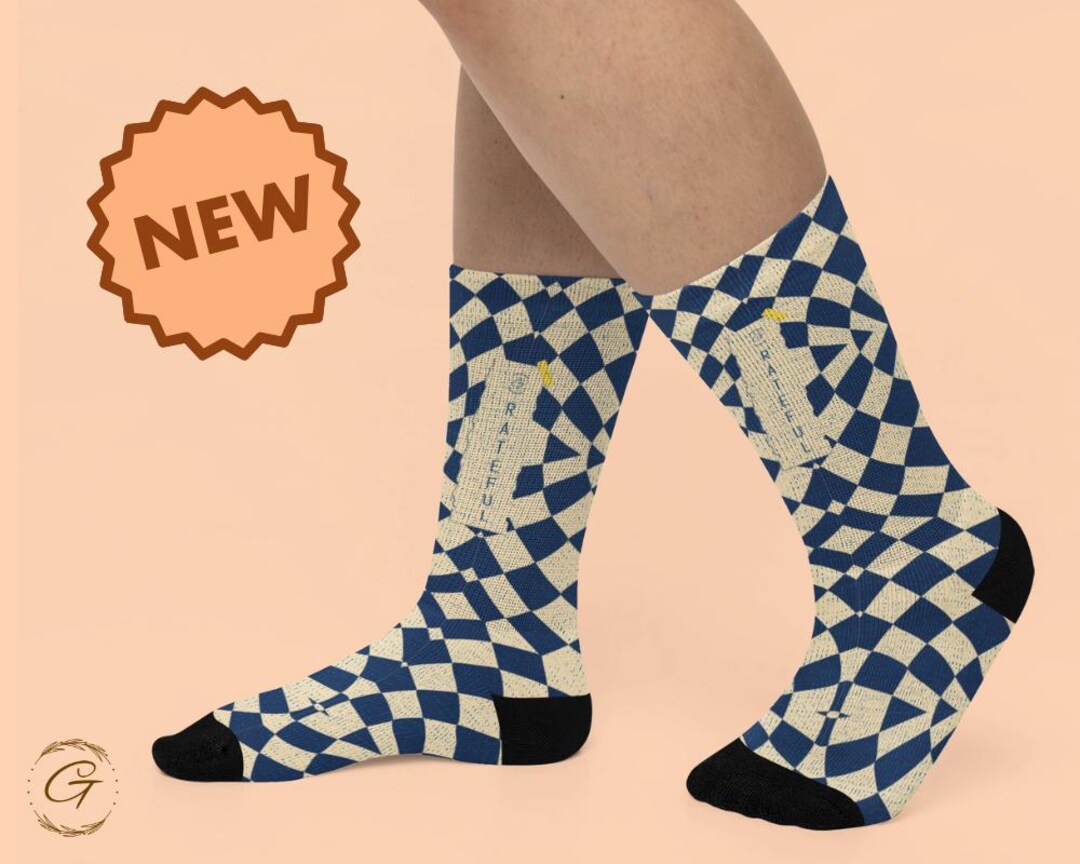 Retro Swirl Socks, Cushioned Crew Socks, Vintage Style Socks, 70s ...