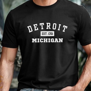 Detroit Michigan Est 1701 Shirt, Vintage Detroit Tee, Michigan Established 1701 T-Shirt Retro Detroit Michigan Casual Top, Ideal Unisex Gift