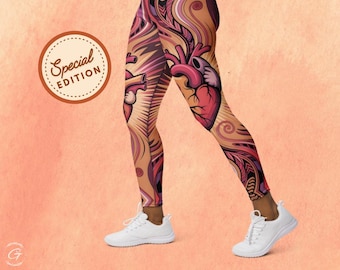 Leggings da yoga a forma di cuore anatomico, abbigliamento sportivo a vita alta per San Valentino