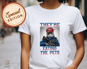 Trump vs Kamala Debate Shirt, They&#39;re Eating The Pets, Humorous Political Tee, Pet Lovers Graphic Tee Unique Animal TShirt, US Election 2024