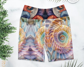 Pastell Spiral Yoga Shorts: Boho Gym Shorts mit hoher Taille
