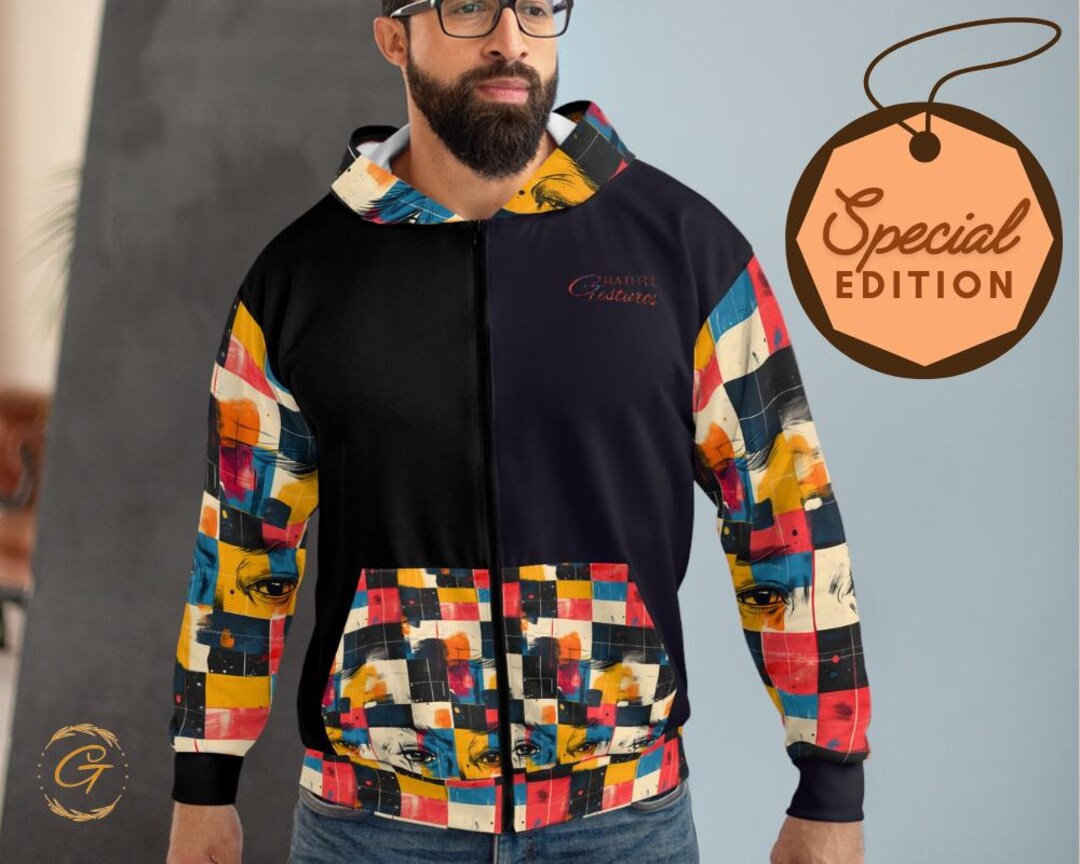 vintage USA製 check pattern zip hoodie Retro Checkered Unisex Zip Hoodie All-over Print, Vintage