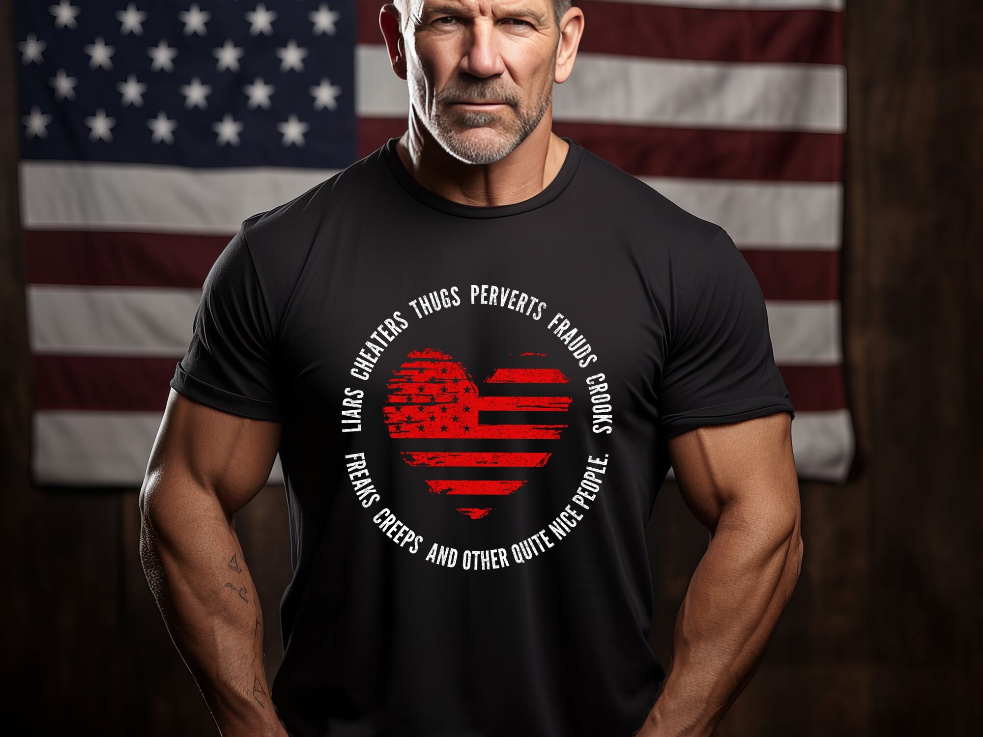 TRUMP Quote American Flag Heart Tshirt, Patriotic Love USA Pride Shirt