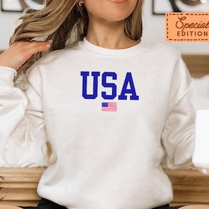 4th of July USA Patriotic Sweatshirt American Flag Hoodie, USA Pride Pullover Fourth of July Sweater, Stars and Stripes USA Themed Apparel