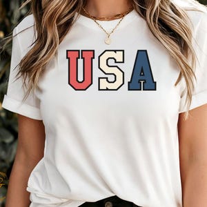 Camiseta patriótica dos EUA, camiseta do 4 de julho, camiseta casual do Dia da Independência, camiseta do Orgulho Americano, camiseta vermelha, branca e azul, camiseta comemorativa