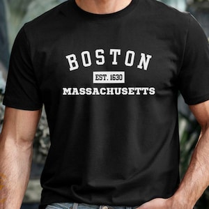 Boston Shirt, EST. 1630 Massachusetts Tee, Casual Top, Massachusetts Shirt, Boston Casual Tee, Lightweight Shirt Gift Idea, Comfy Boston Tee