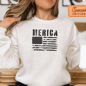 4th of July Patriotic American Flag Sweatshirt, American Themed Vintage Distressed Hoodie USA, Merica Pride Independence Pullover SweatShirt