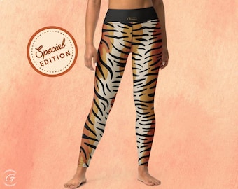 Tiger Print Yoga Leggings – High-Waisted Animal Print Activewear