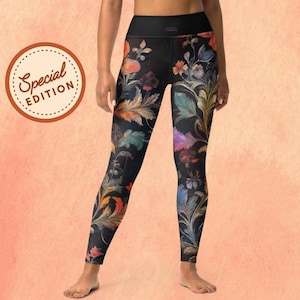 Boho Floral Yoga Leggings: High Waisted Workout Pants with Pockets