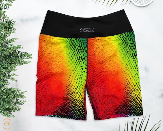 Shorts de yoga psicodélicos para mujer: estampado de piel de