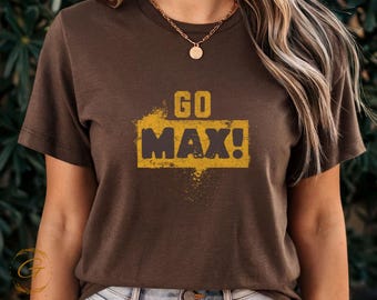 Maglietta Go Max: grafica rovinata, motivazionale, testo in grassetto