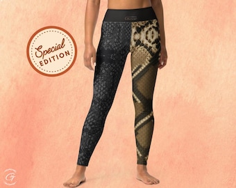 Snakeskin Yoga Leggings | Two-Tone Animal Print Activewear