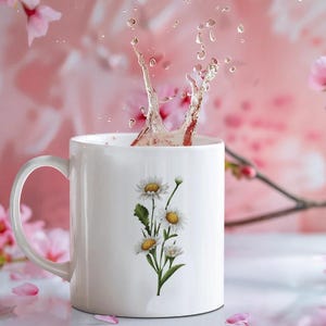 Custom Daisy Flower Ceramic Mug—11 oz./15 oz. Cottagecore Coffee Cup, Botanical Tea Mug, Floral Personalized Gift for Nature & Garden Lovers