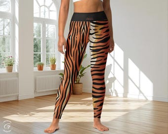 Tiger Stripes Yoga Leggings for Women – Bold Animal Print Workout Pants | High-Waist Fitness Tights