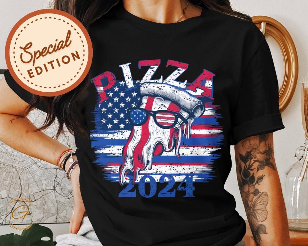 Pizza 2024 Political Shirt Patriotic Pizza Slice Tee Funny