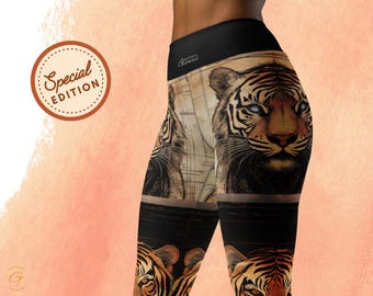 Tiger Print High Waist Leggings: Women's Yoga Workout Activewear