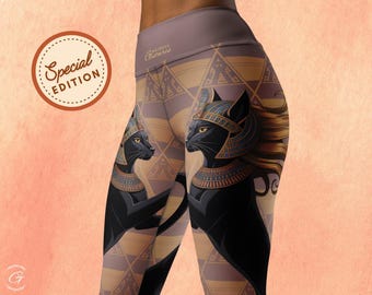 Leggings Bastet • Pantaloni da yoga con gatto nero egiziano
