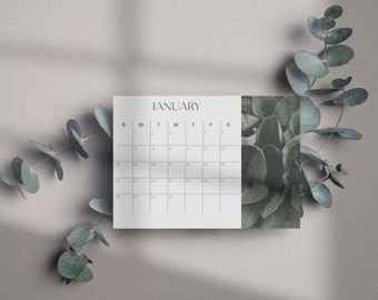 Plant Inspired Printable Calendar 2024 | Fully Editable Monthly Planner 2024 | Instant Digital Canva PDF