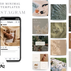 50 Minimalist Instagram Post Template | Instagram Influencer Templates | Canva Instagram Templates | Aesthetic Feed