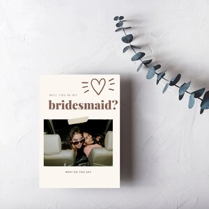 Heart Bridesmaid Proposal Card | Will You Be My Bridesmaid Card | Minimalist Proposal Template | Bridesmaid Info Card