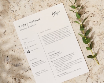 Minimalist Resume for Designers | CV Template Creative | Instant Download | Canva Digital Product