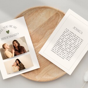 Heart Bridesmaid Proposal Card | Will You Be My Bridesmaid Card | Minimalist Proposal Template | Bridesmaid Info Card