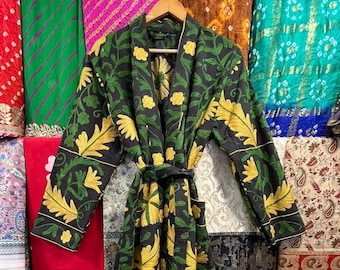 Handmade Suzani Embroidered Kimono Robe: Indian Cotton Jacket