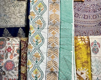 Katoenen sjaal met handblokprint: strandsarong bloemenvoile
