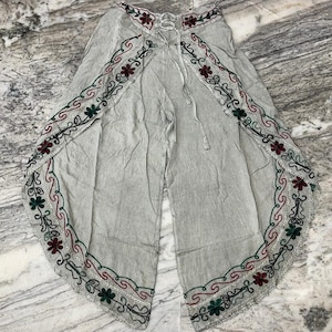 Boho Style Side Slit Pants, Womens Embroidered Side Slit Pants, Flowy Pants, Wide Leg Trousers, Boho Summer Clothing, Slit Dance Boho Pants