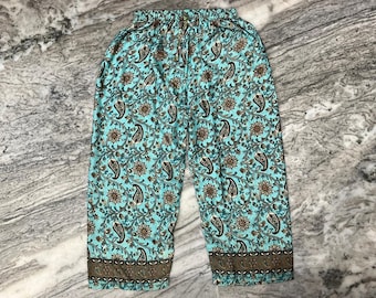 Handmade Recycled Silk Palazzo Trousers: Bohemian Wide Leg Yoga Pants