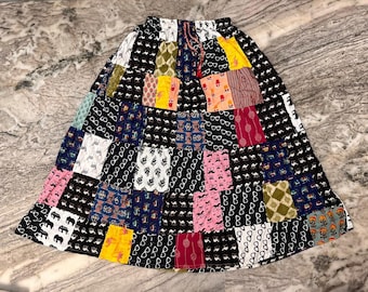 Handmade Cotton Patchwork Maxi Skirt: Boho Festival Tiered Skirt