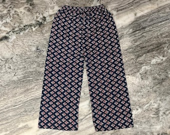 Handmade Cotton Palazzo Pants: Indigo Block Print Wide Leg Boho Trousers