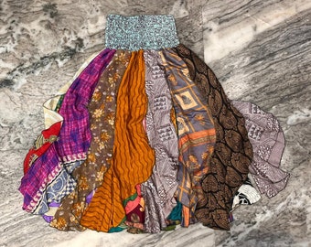 Suki Midi Scrap Skirt - Vintage Sari Patchwork Handkerchief Suki Midi Scrap Skirt - Vintage Sari Patchwork Handkerchief