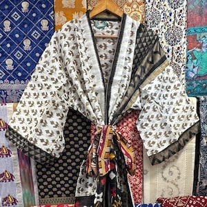 Nachthemd van zuiver zijde, kimono | Luxe kamerjas tot op de grond | Trouwgewaad met lange mouwen | Kamerjas grote maten dames | Luxe cadeaus voor mama