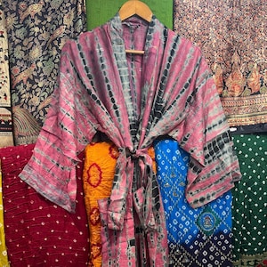 Hand Dyed Silk Kimono Robe: Luxury Tie-Dye Resort Wear