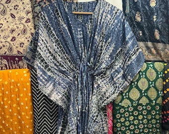 Handmade Silk Tie Dye Kaftan Maxi Dress: Beach Cover Up