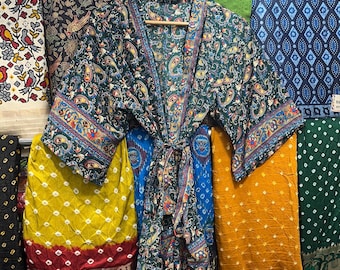 Recycled Polyester Silk Kimono Robe: Floral Maxi Gown, Plus Size