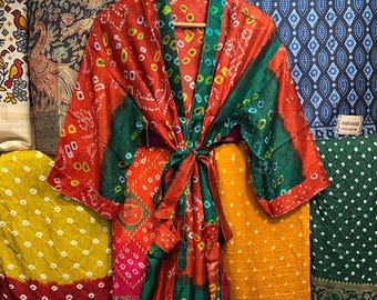 Handmade Silk Kimono Robe: Floral Print, Plus Size, Luxury Loungewear