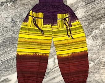 Handmade Tie Dye Harem Pants: Cotton Wide Leg Festival Clothing