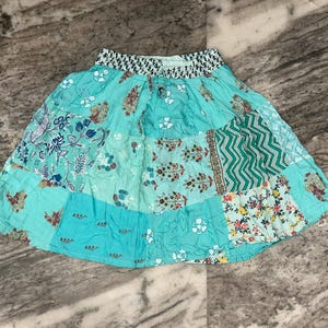 Patchwork Mini Rock: Boho Hippie Stil, Gummibund in der Taille
